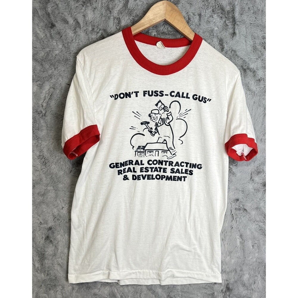 Vintage Tshirt Screen Stars Mens Large Don't Fuss Call Gus Short Sleeve